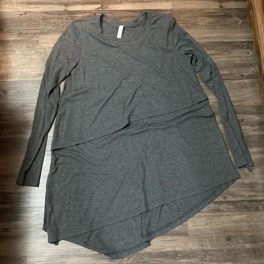 Latched Mama Ribbed Asymmetrical Nursing Tunic